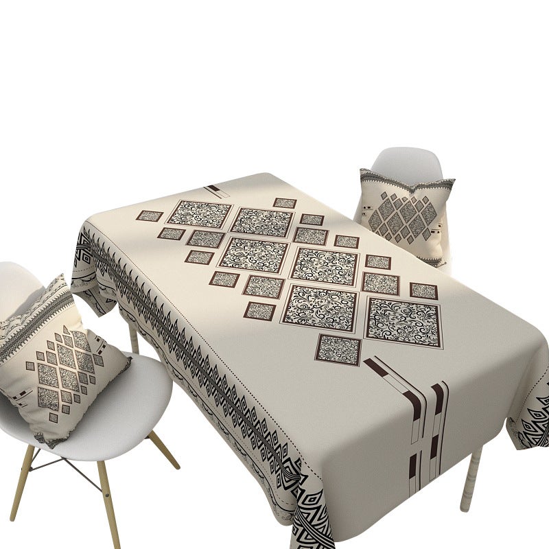 EHOME 1- Piece Retro Elements Printed Table Cloth Multicolour 90*140cm - Image 1