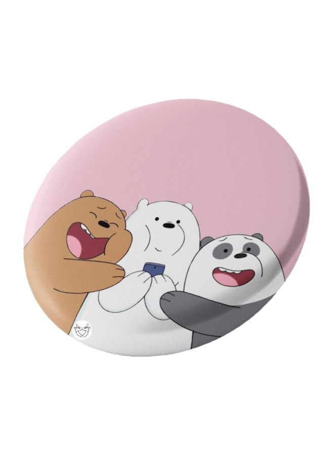 We Bare Bears Printed Pin Badge Pink/White/Brown - Image 1