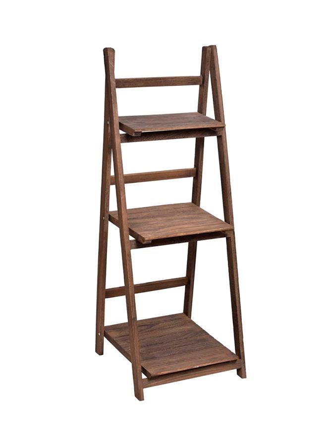3-Tier Folding Plant Stand Shelves Brown 42x32x114cm - Image 1