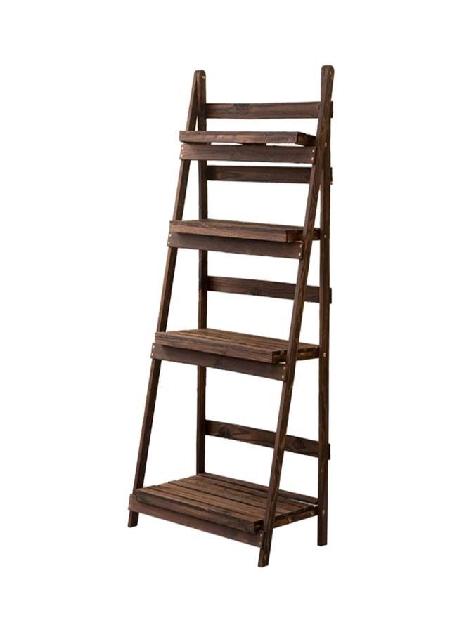 4-Tier Folding Plant Stand Shelves Brown 42x32x114cm - Image 1