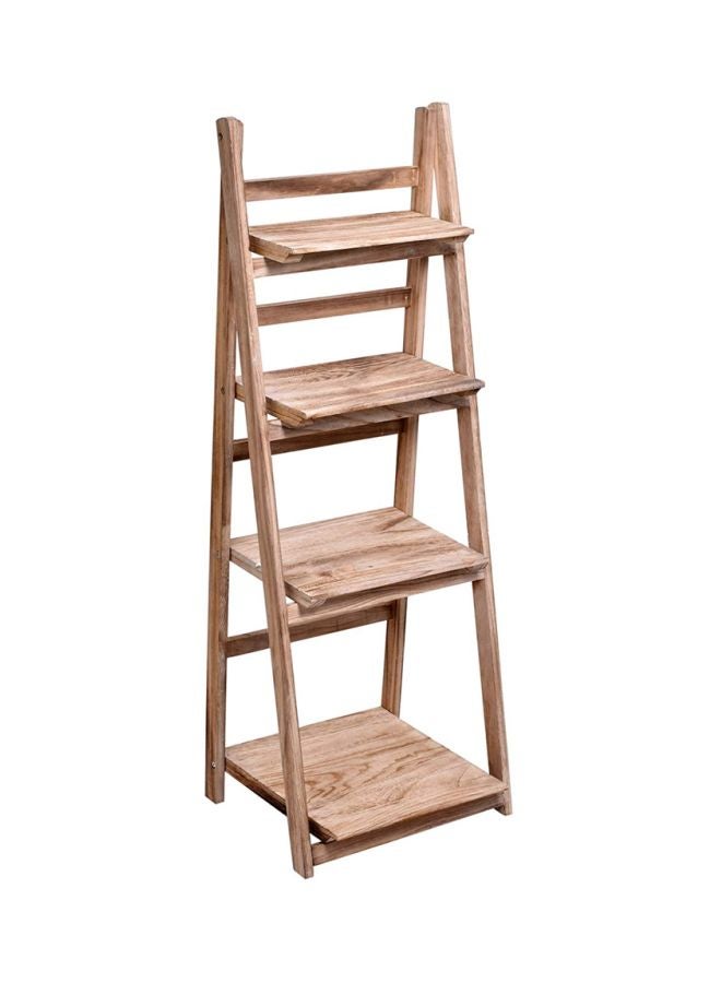 4-Tier Folding Plant Stand Shelves Brown 42x32x114cm - Image 1