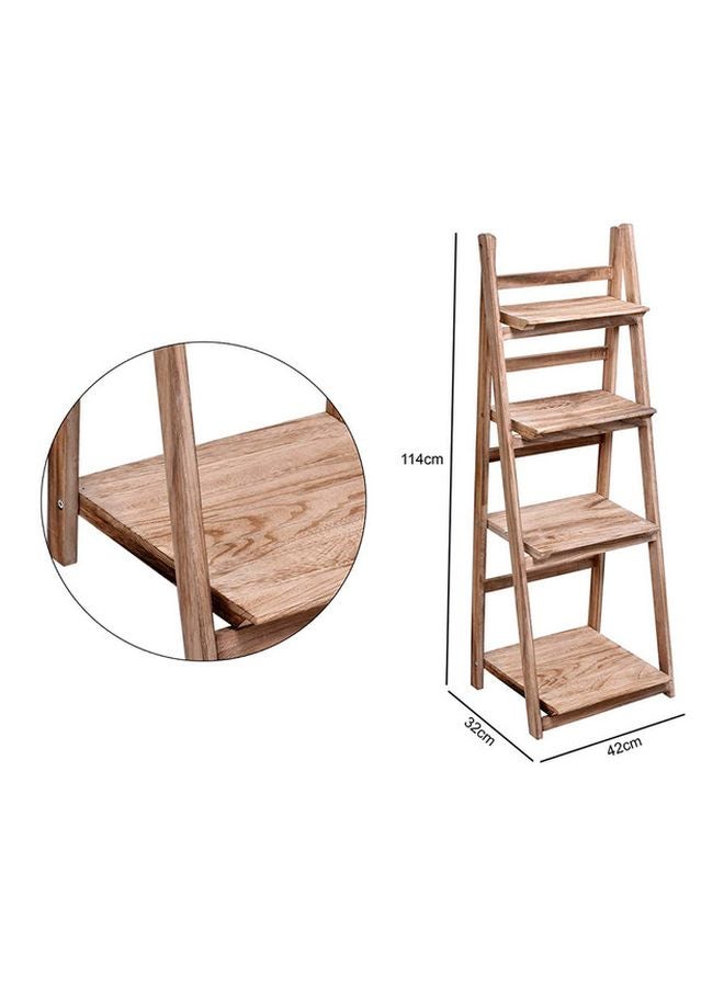 4-Tier Folding Plant Stand Shelves Brown 42x32x114cm - Image 2