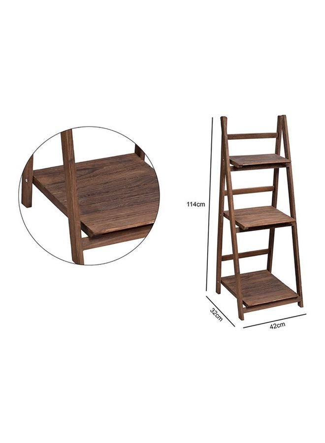 3-Tier Folding Plant Stand Shelves Brown 42x32x114cm - Image 2