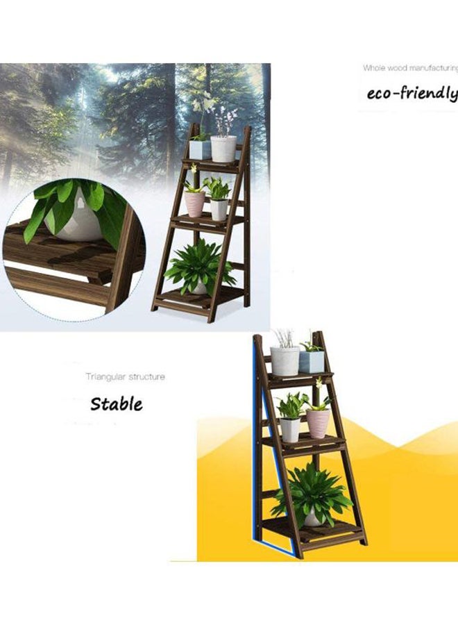 3-Tier Folding Plant Stand Shelves Brown 42x32x114cm - Image 4