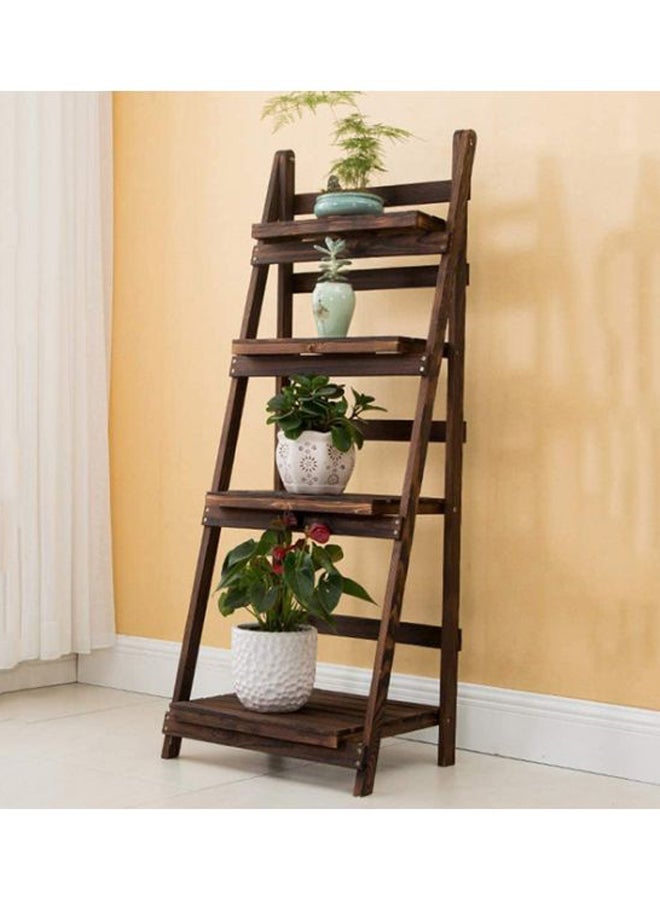 4-Tier Folding Plant Stand Shelves Brown 42x32x114cm - Image 3