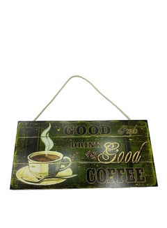East Lady Coffee Themed Wall Hanging Green/Black/Yellow 30x15cm 