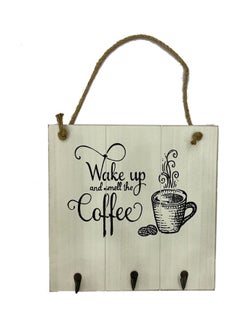 East Lady Coffee Themed Wall Hanging With Key Holder White/Black 30x30cm 