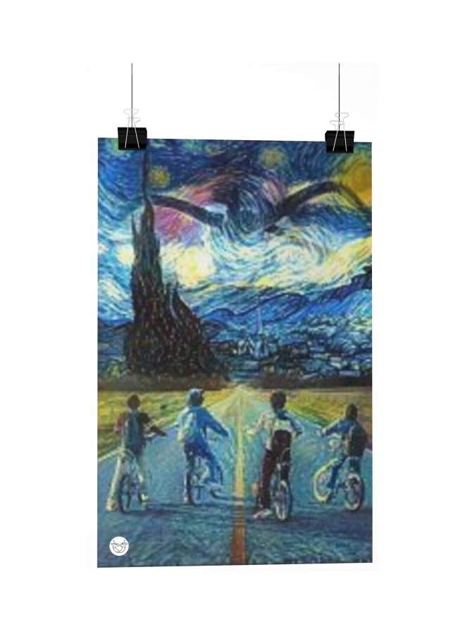 Stranger Things Themed Plate Poster Blue/Yellow/Black 20cm