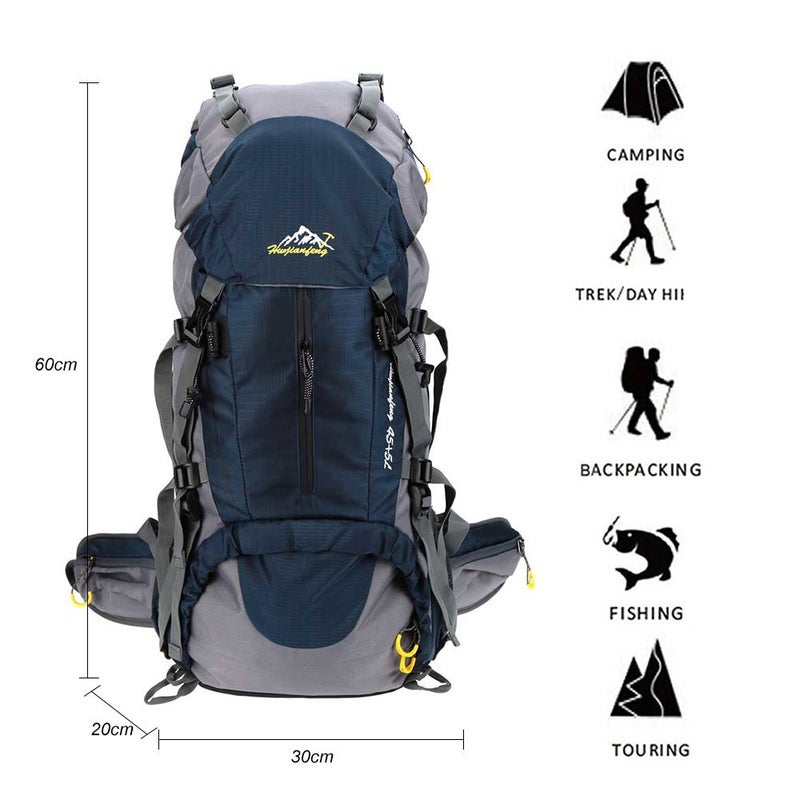 LIXADA - Waterproof Hiking Trekking Travel Backpack – 50L Blue - Image 1