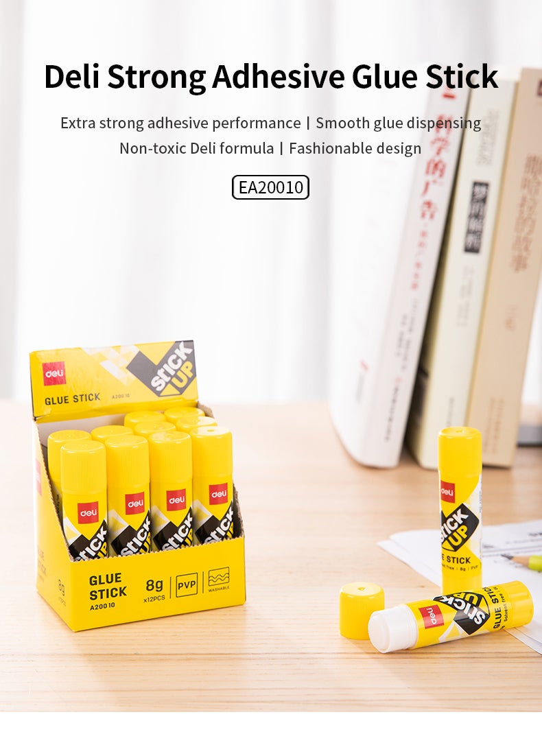 Deli 2-Piece Stick Up Glue Set Yellow - Image 4