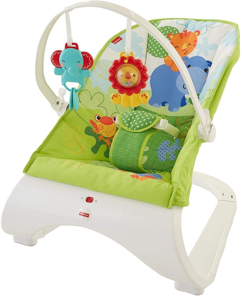 Fisher-Price Rainforest Friends Comfort Curve Bouncer - Green/Yellow/Red - Image 1