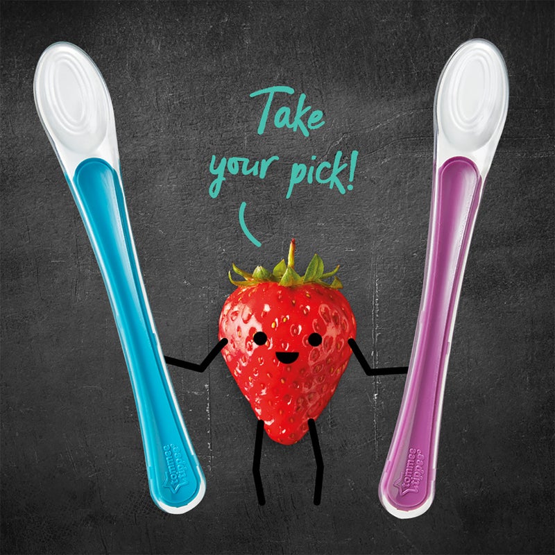 tommee tippee - Pack Of 2 Supa Soft First Transitioning Spoons, 4+ M - Blue/Purple/White - Image 1
