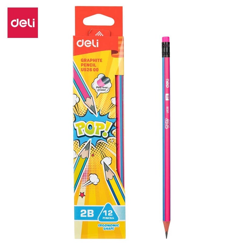 Deli 12-Piece HB Graphite Pencil Set Multicolour - Image 2