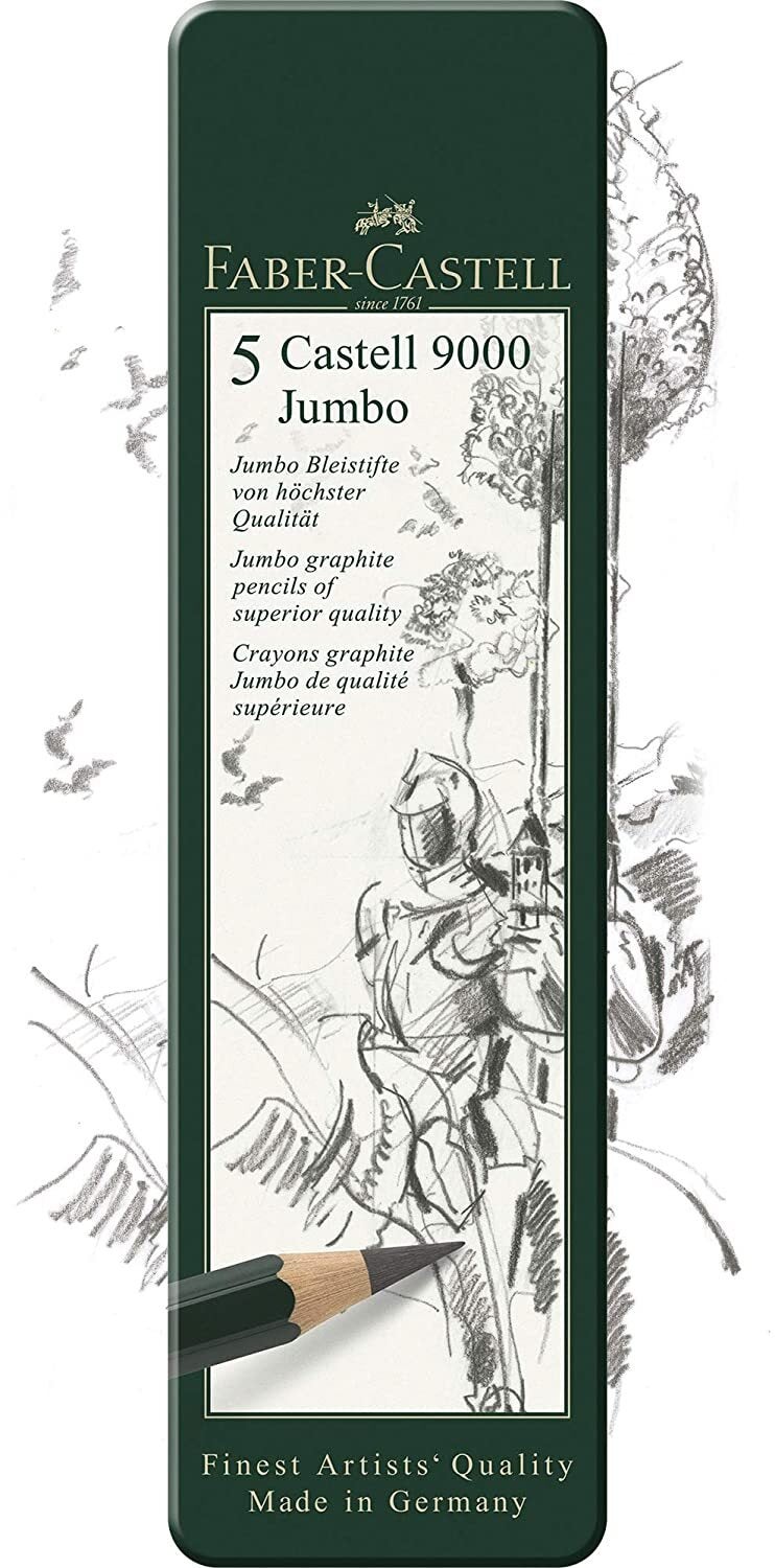 FABER-CASTELL - Faber-Castell-Graphite Pencil 9000 Jumbo Tin of 5 /119305 Green - Image 1