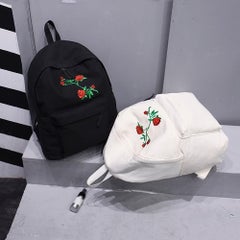 BAGGRA Rose Print Polyester Backpack White  - Image 5