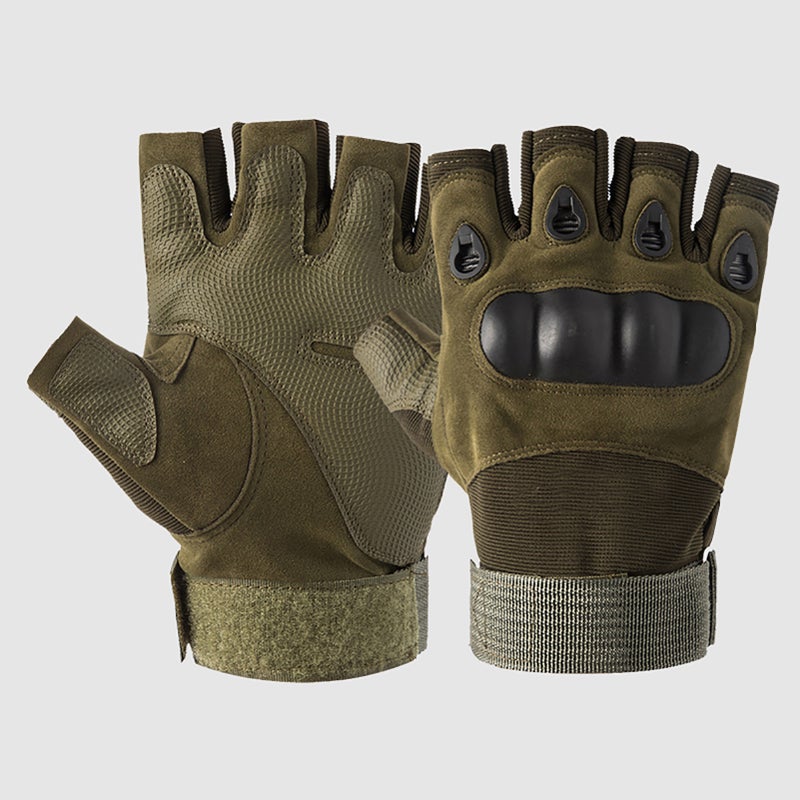 EHOME Hard Knuckle Anti-Slip Adjustable Half Finger Sports Gloves 17cm  - Image 1