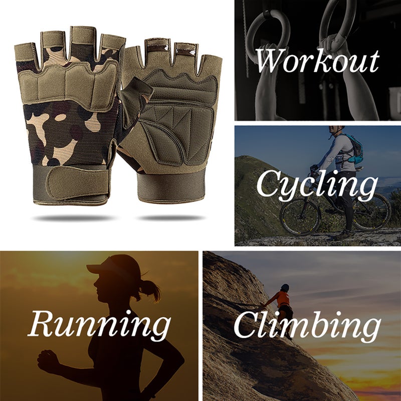 EHOME Half Finger Anti-Slip Wearproof Breathable Cycling Climbing Fitness Outdoors Gloves 12cm  - Image 2