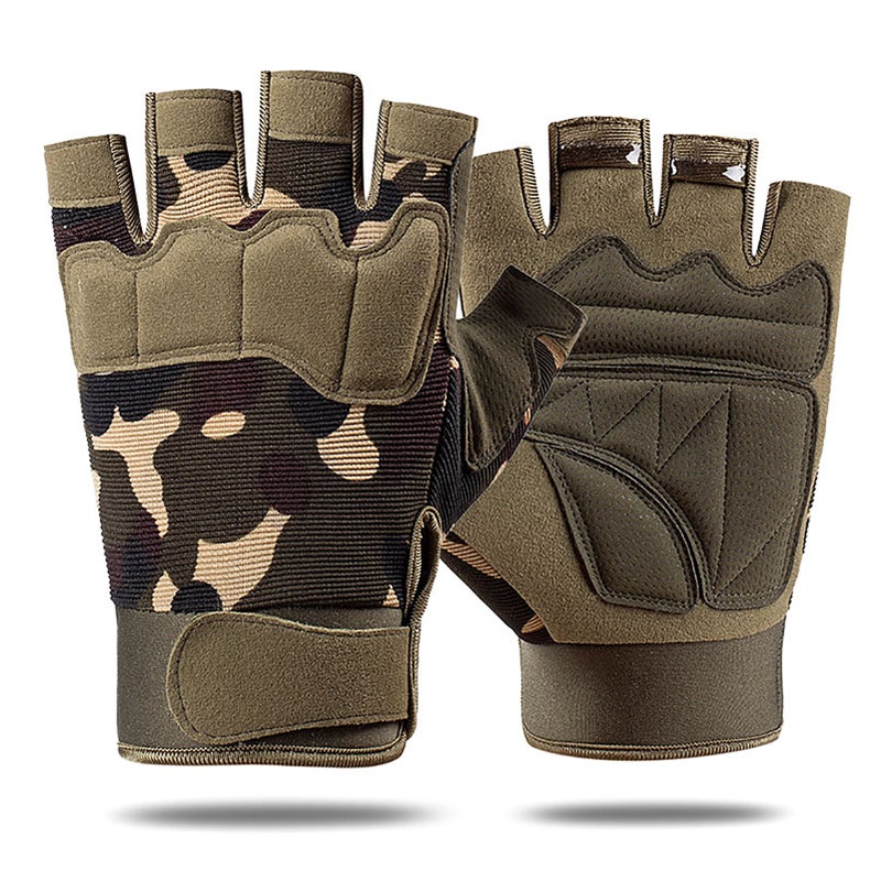 EHOME Half Finger Anti-Slip Wearproof Breathable Cycling Climbing Fitness Outdoors Gloves 12cm  - Image 1