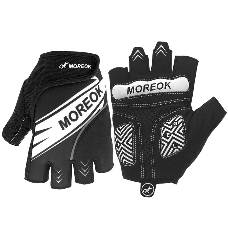 MOREOK Shock Absorbing Padded Half Finger Reflective Summer Cycling Gloves 22cm - Image 1