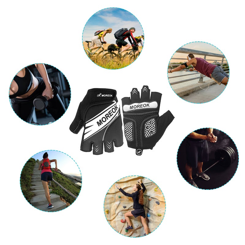 MOREOK Shock Absorbing Padded Half Finger Reflective Summer Cycling Gloves 22cm - Image 3