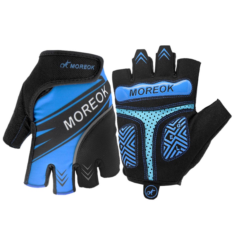 MOREOK Shock Absorbing Padded Half Finger Reflective Summer Cycling Gloves 22cm - Image 1