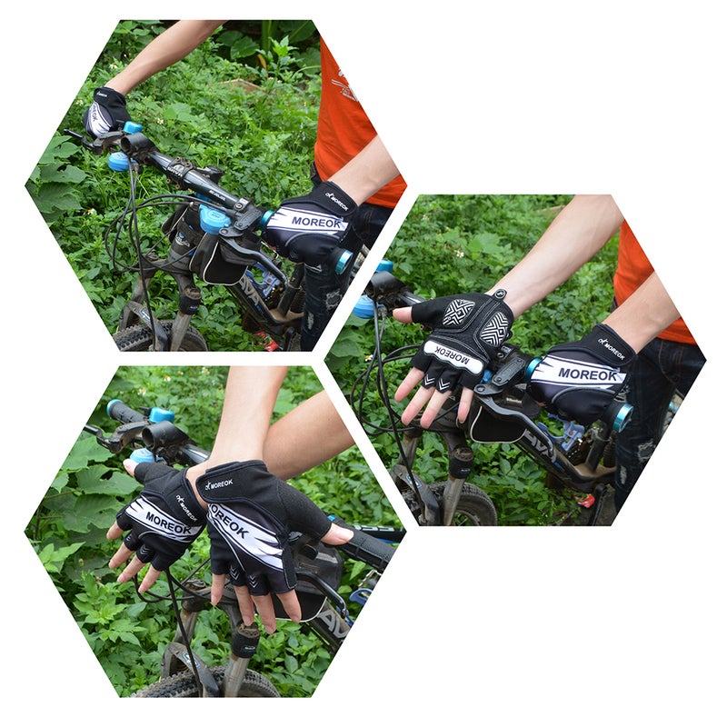 MOREOK Shock Absorbing Padded Half Finger Reflective Summer Cycling Gloves 22cm - Image 2