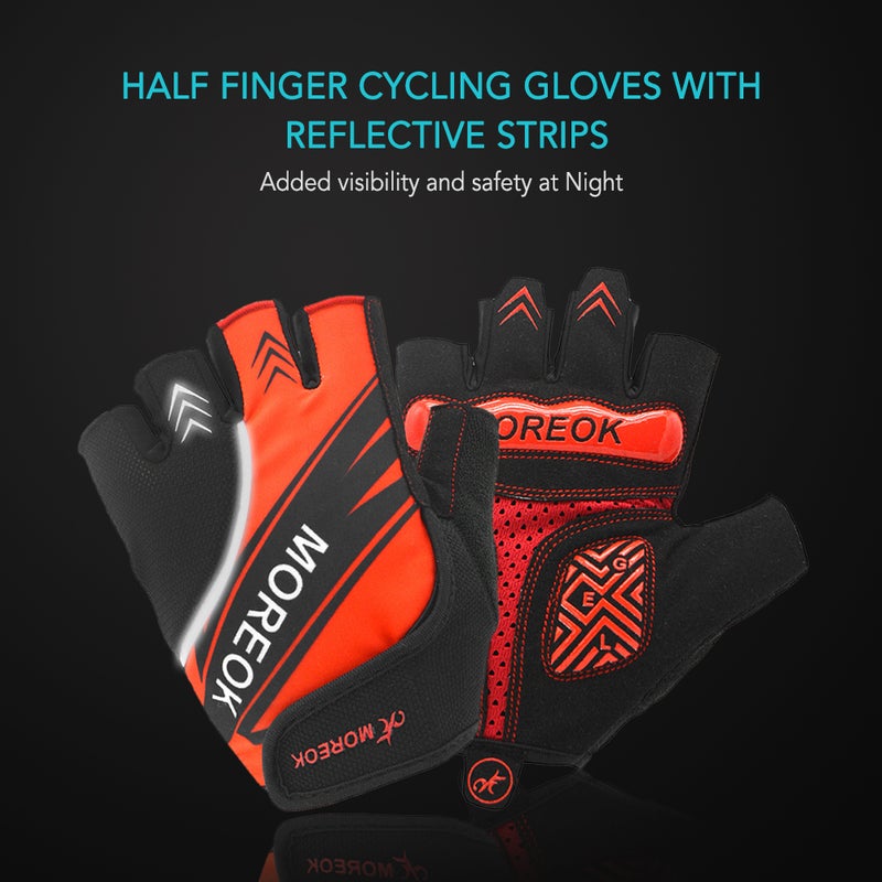 MOREOK Shock Absorbing Padded Half Finger Reflective Summer Cycling Gloves 22cm - Image 3