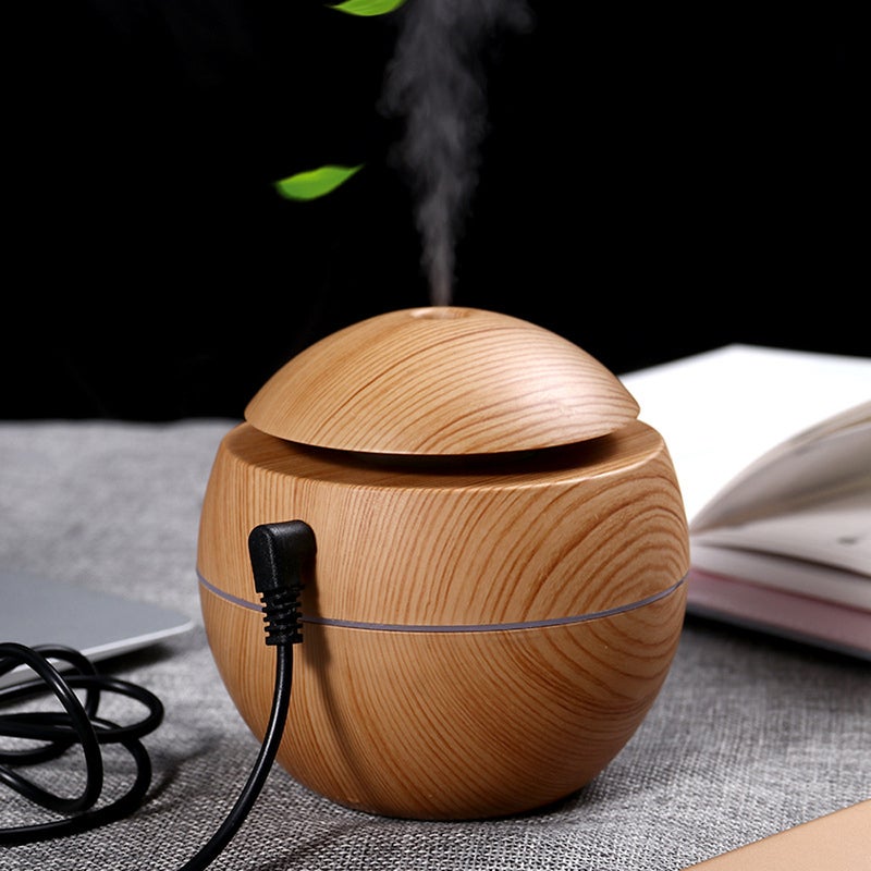 EHOME - Portable USB Wood-grain LED Night Lamp Humidifier Brown - Image 1