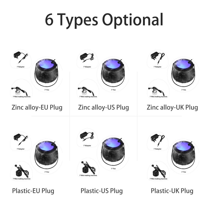 إيهوم قدر ساحرة للهالوين، مع جهاز صانع للضباب، وضوء LED متغير أسود 14.5سم - Image 2