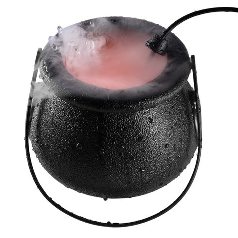 Halloween Witch Pot Mist Maker Fogger With Changing LED Light Black 14.5cm
