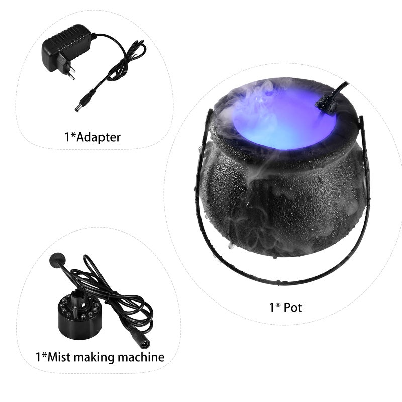 إيهوم قدر ساحرة للهالوين، مع جهاز صانع للضباب، وضوء LED متغير أسود 14.5سم - Image 2