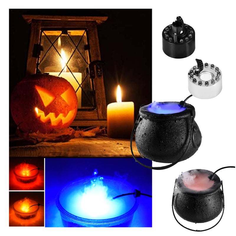 إيهوم قدر ساحرة للهالوين، مع جهاز صانع للضباب، وضوء LED متغير أسود 14.5سم - Image 2