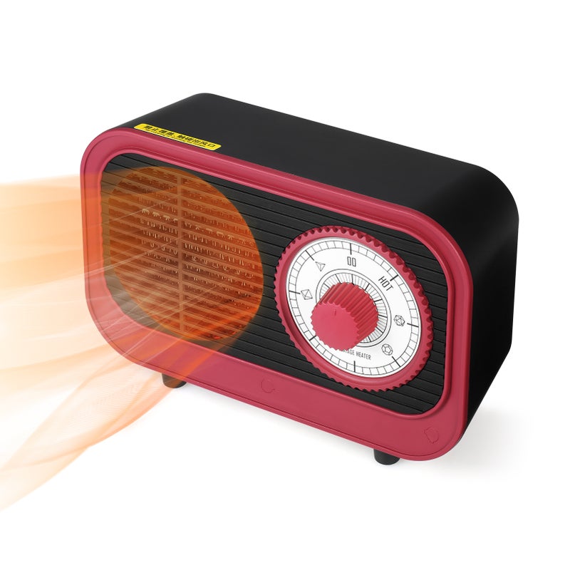 إيهوم مروحة تدفئة كهربائية للهواء بحجم صغير  للاستخدام الداخلي بنمط كلاسيكي أحمر 21.4سم - Image 1