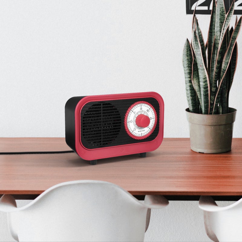 إيهوم مروحة تدفئة كهربائية للهواء بحجم صغير  للاستخدام الداخلي بنمط كلاسيكي أحمر 21.4سم - Image 2