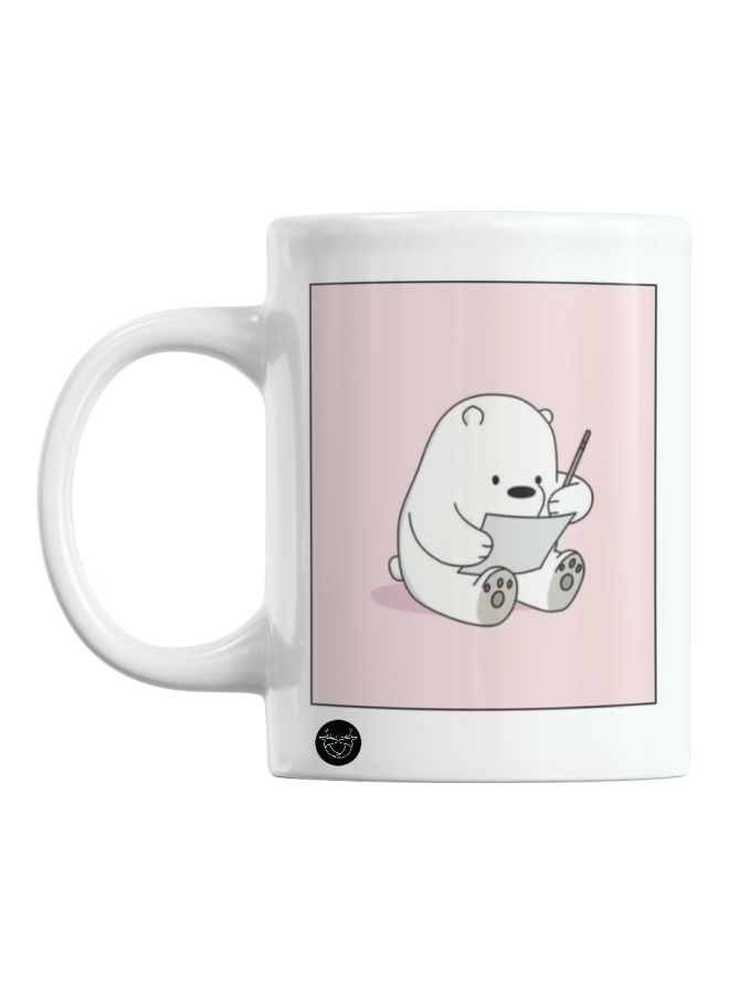 قدح مطبوع بعبارة «We Bare Bears» أبيض/وردي/أسود