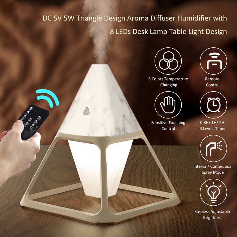 إيهوم جهاز ترطيب الهواء وتوزيع الروائح العطرية بتصميم على شكل مثلث أبيض 17.5سم - Image 2