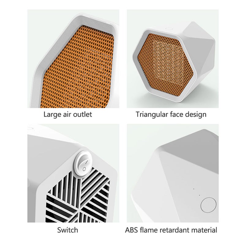 إيهوم مروحة تدفئة سداسية الشكل توضع على سطح المكتب مزودة بإعدادات قابلة للتعديل وخاصية التسخين خلال 3 ثوانٍ مع نظام حماية من الحرارة الزائدة أسود - Image 2