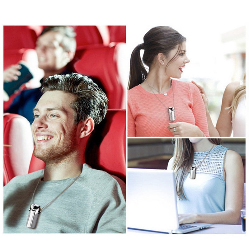 إيهوم جهاز تنقية هواء شخصي محمول قابل للارتداء ومزود بمنفذ شحن USB وقلادة فضي 13سم - Image 3