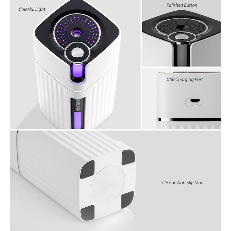 إيهوم جهاز ترطيب الهواء وموزع للزيت العطري بالرذاذ هادئ وبسعة 300 مل ومحمول ومزود بمصباح ليلي ملون وردي 15.4سم - Image 3