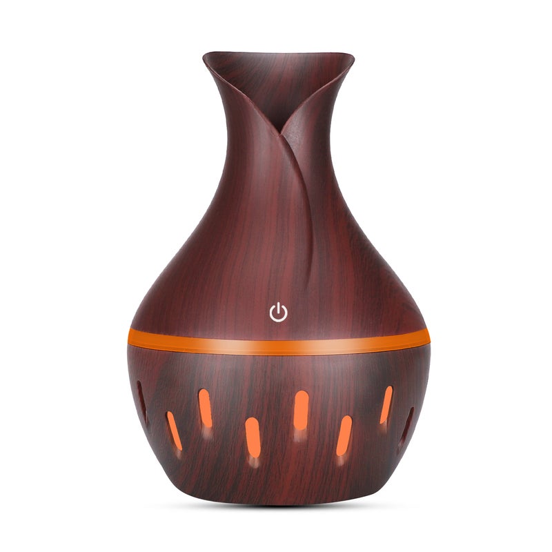 EHOME 300ml Aromatherapy Essential Oil Diffuser With 7 Led Night Light Dark Brown 15.5cm - Image 2