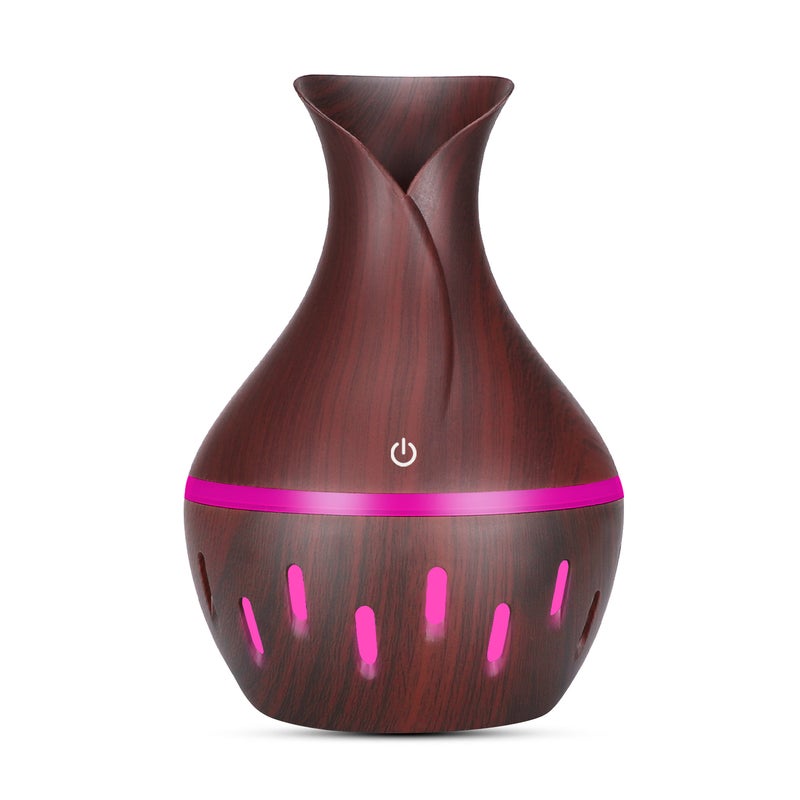 EHOME 300ml Aromatherapy Essential Oil Diffuser With 7 Led Night Light Dark Brown 15.5cm - Image 3