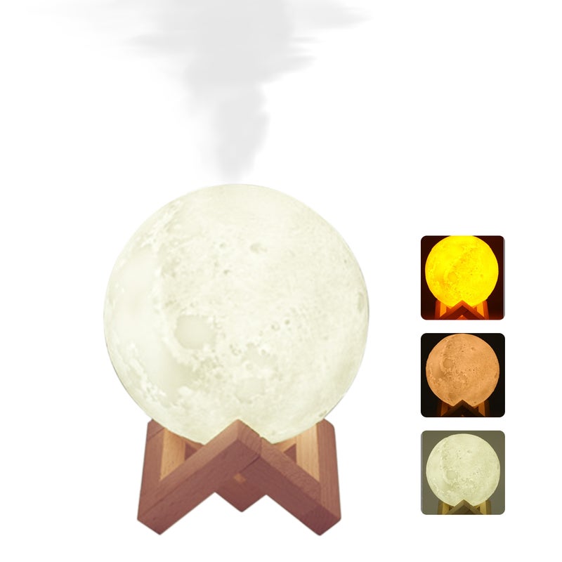 EHOME 880ml Moon Shape Night Light Quiet Mist Humidifier Diffuser White 15.5cm - Image 1