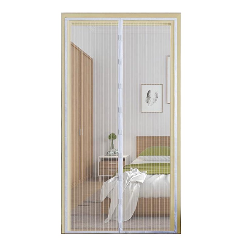 EHOME Portable Lightweight Automatic Close Non-Woven Fabrics Stripe Anti-Insect Curtain White 15cm - Image 1