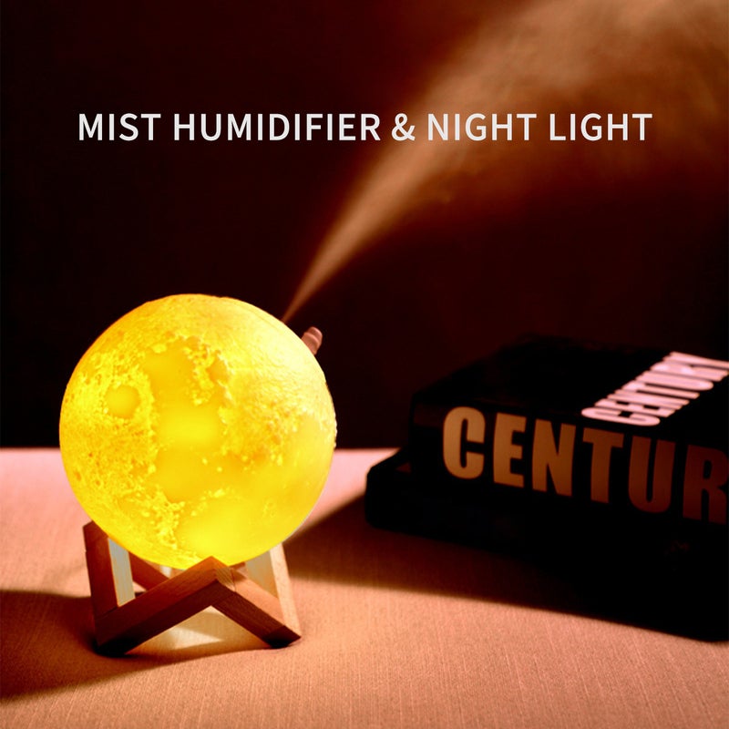 EHOME 880ml Moon Shape Night Light Quiet Mist Humidifier Diffuser White 15.5cm - Image 2