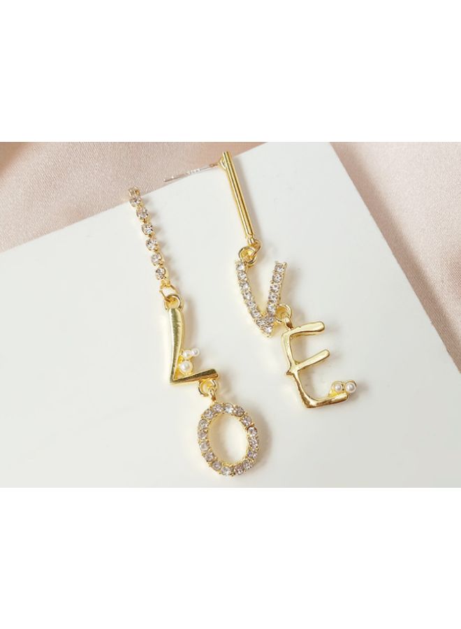 J&J 925 Sterling Silver Love Diamond Long Earrings - Image 3