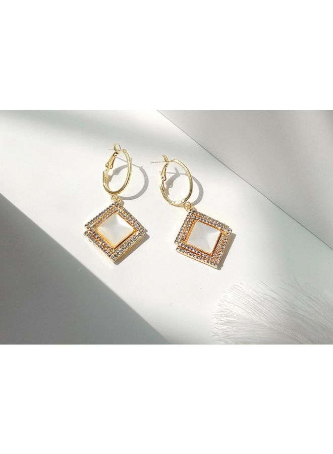 J&J Zircon Rhinestone Studded Dangle Earrings - Image 2