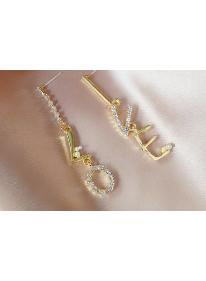 J&J 925 Sterling Silver Love Diamond Long Earrings - Image 4