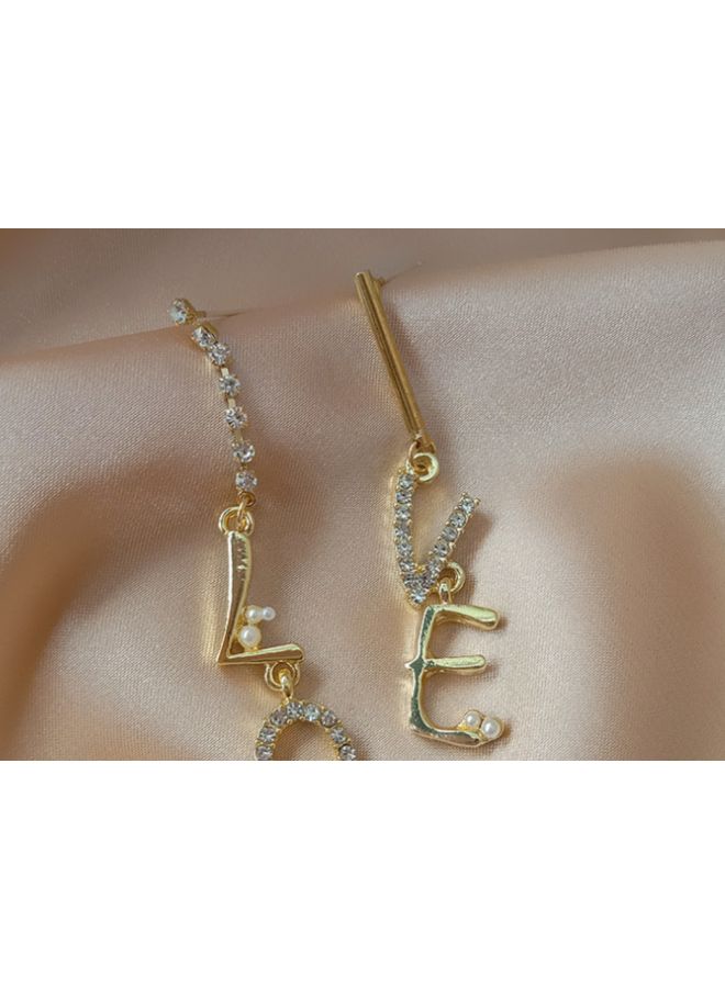 J&J 925 Sterling Silver Love Diamond Long Earrings - Image 5