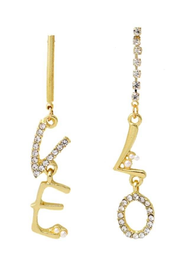 J&J 925 Sterling Silver Love Diamond Long Earrings - Image 1