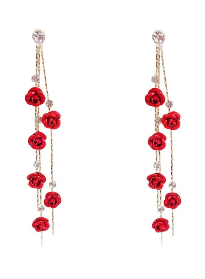 J&J Rose Design Dangle Earrings  - Image 1